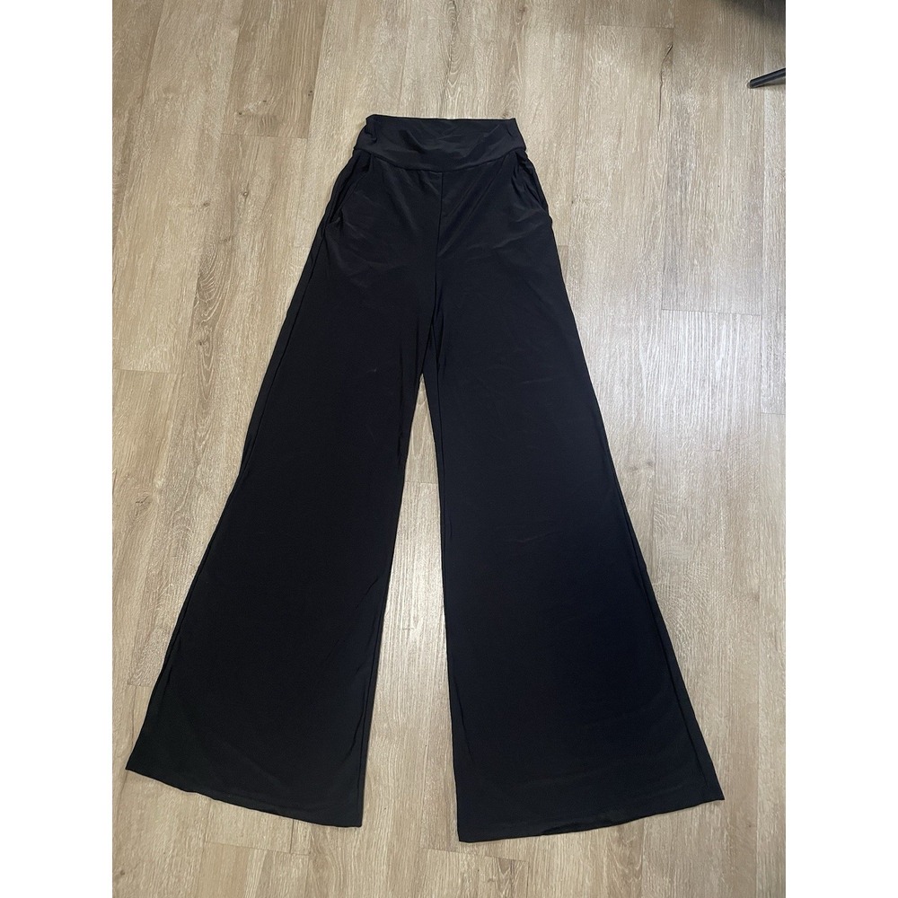 Ivin Ivin Womens Sz S Black Wide Leg Pants Pull On High Rise USA